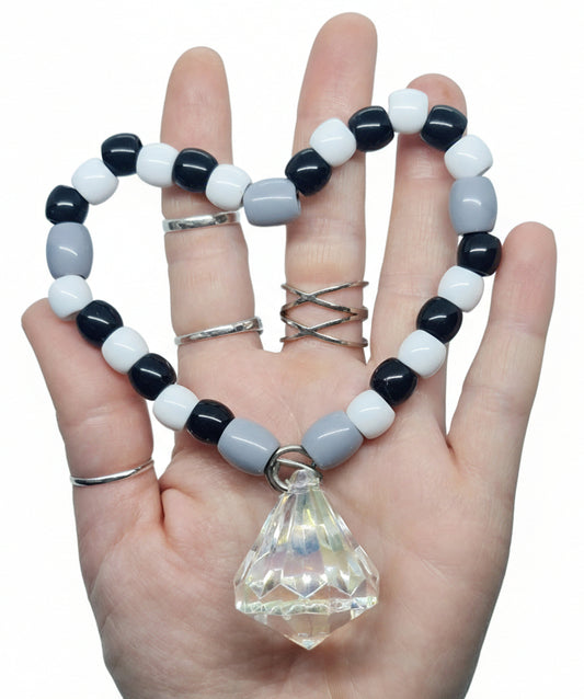 Beaded Heart Black/White/Grey Foot Toy
