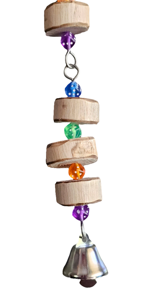 Colourful Dice & Timber Wheels Jointed Bell Toy
