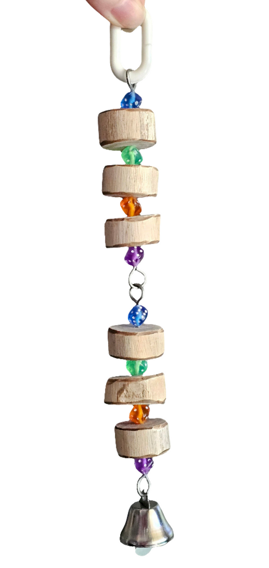 Colourful Dice & Timber Wheels Jointed Bell Toy