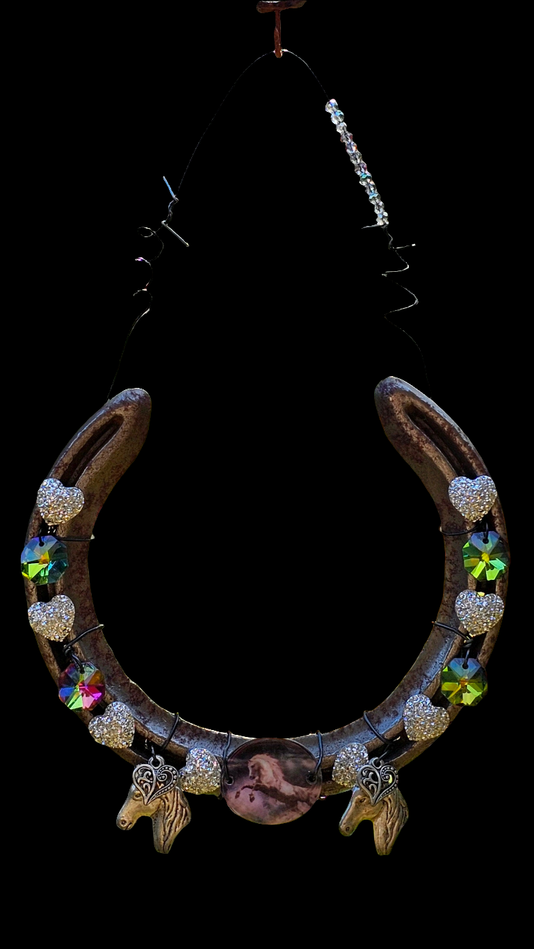 Sparkling Hearts & Hooves Horseshoe Wall Art
