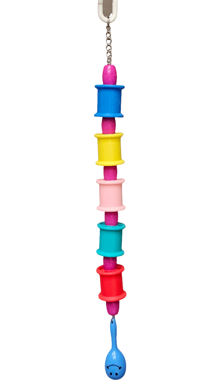 Colourful Spools & Maraca Chain Toy