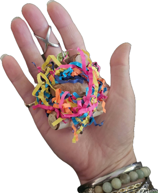 Colourful Paper Shreds & Timber Foot Toy