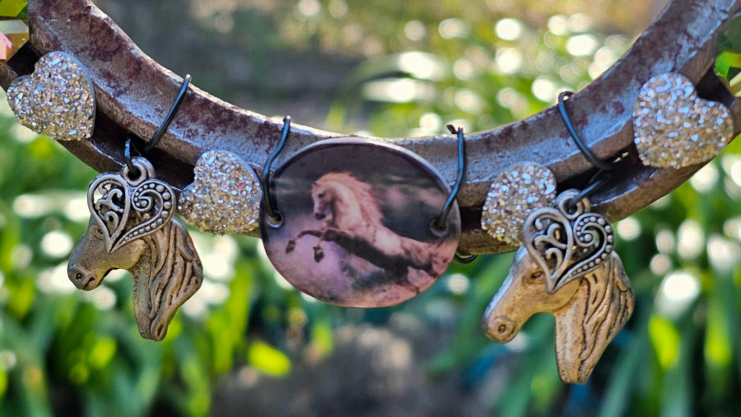 Sparkling Hearts & Hooves Horseshoe Wall Art