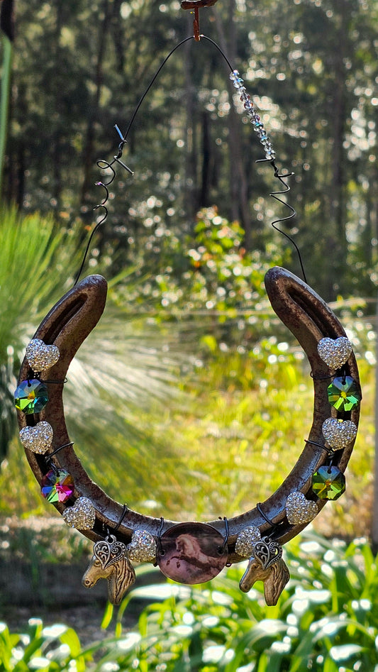 Sparkling Hearts & Hooves Horseshoe Wall Art
