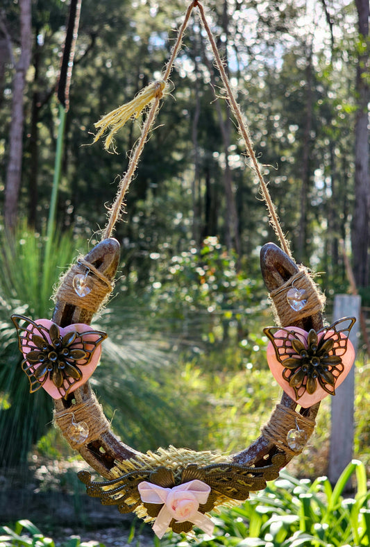 Blush Bloom Horseshoe Wall Art