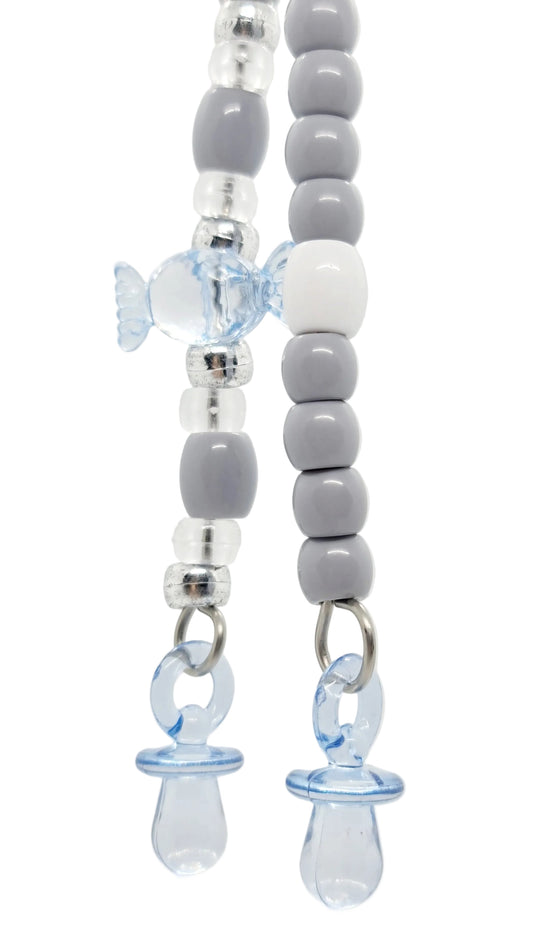 Lollies & Pacifiers Grey/Silver/White Double Strand Toy