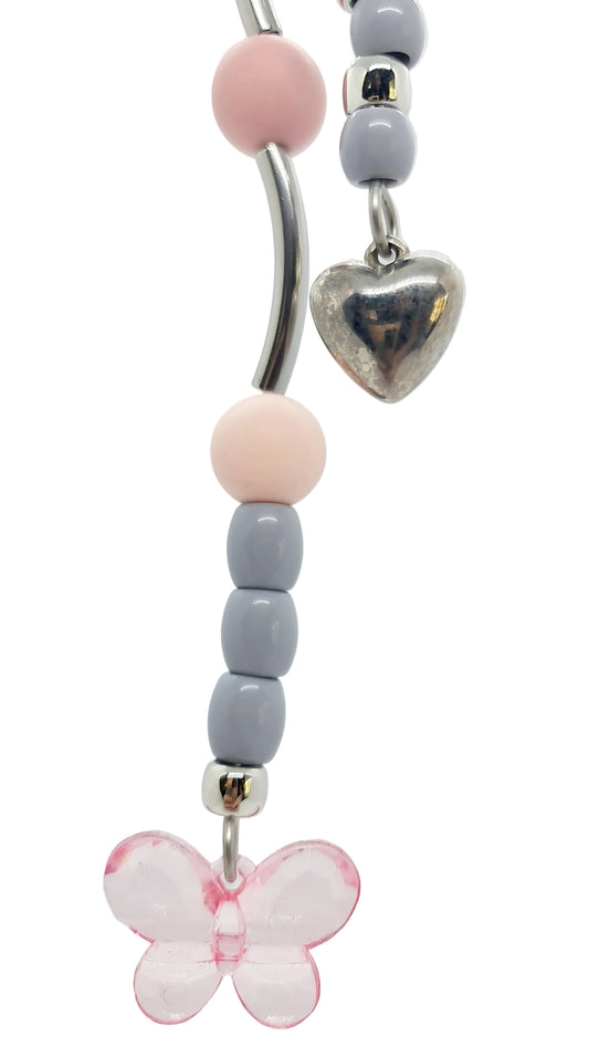 Super Shiny Silver/Grey/White/Pink Double Strand Toy