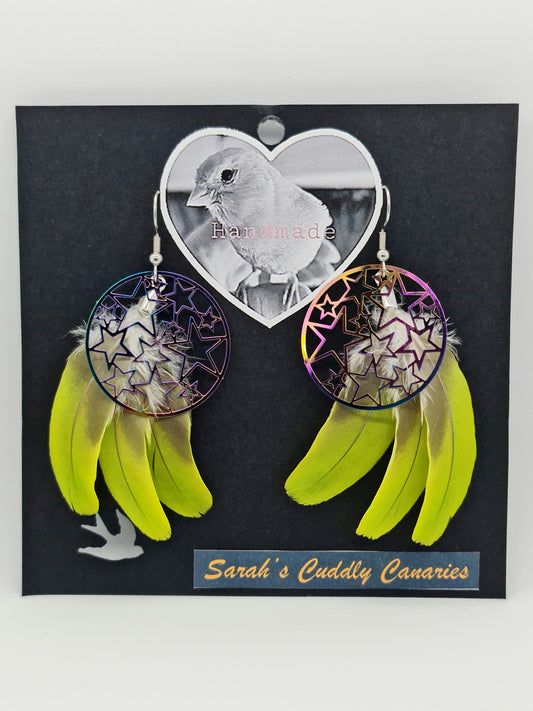 Sweet Pea Princess Parrot Feather Earrings