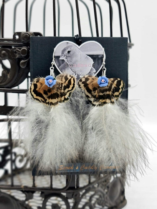 Mr Bentley & Son Floral Fluffy Feather Earrings