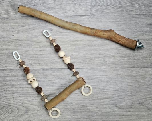 Spotted Gum Single 45cm x 2.5cm Bolt On Perch & Swing Set