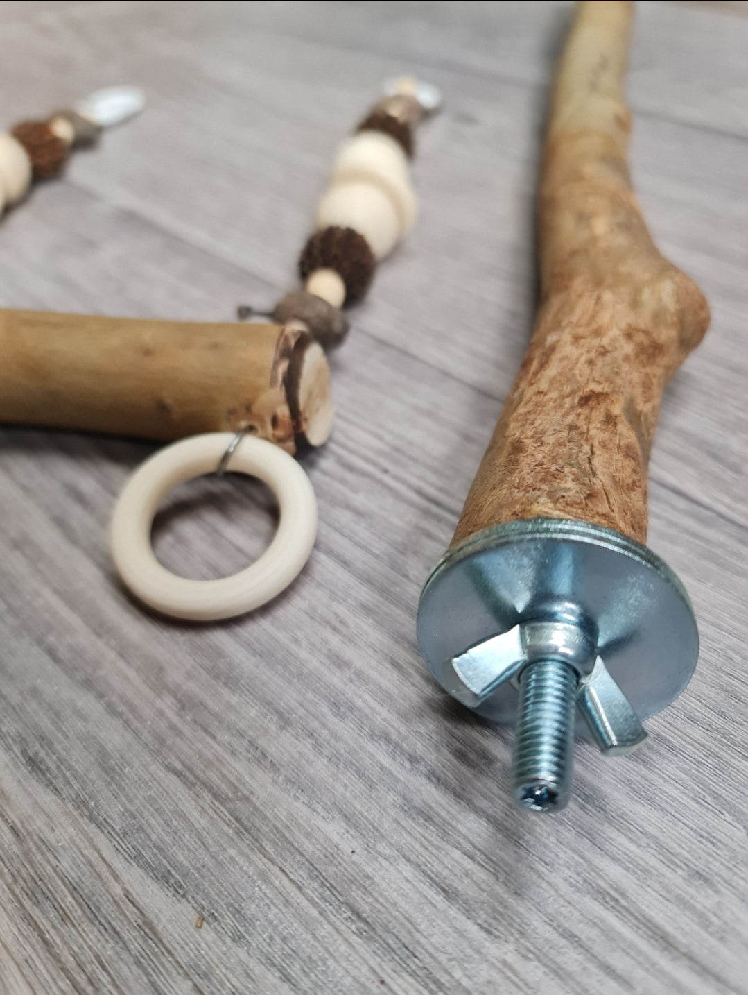 Spotted Gum Single 45cm x 2.5cm Bolt On Perch & Swing Set