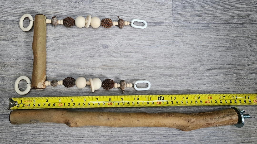 Spotted Gum Single 45cm x 2.5cm Bolt On Perch & Swing Set