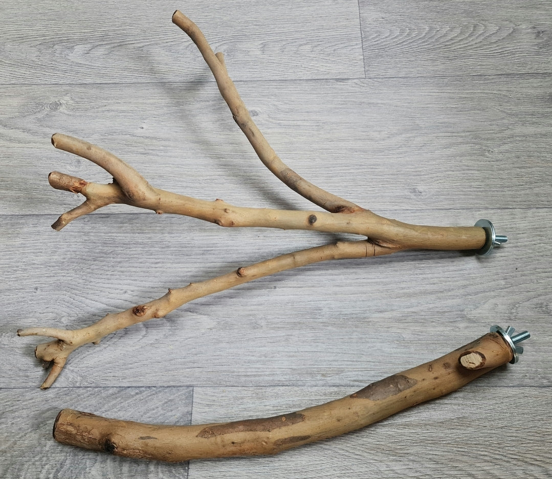 Spotted Gum Fork & Single Perch 45cm x 2/2.5/3cm Bolt On Perches