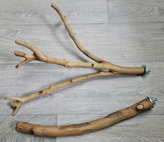 Spotted Gum Fork & Single Perch 45cm x 2/2.5/3cm Bolt On Perches