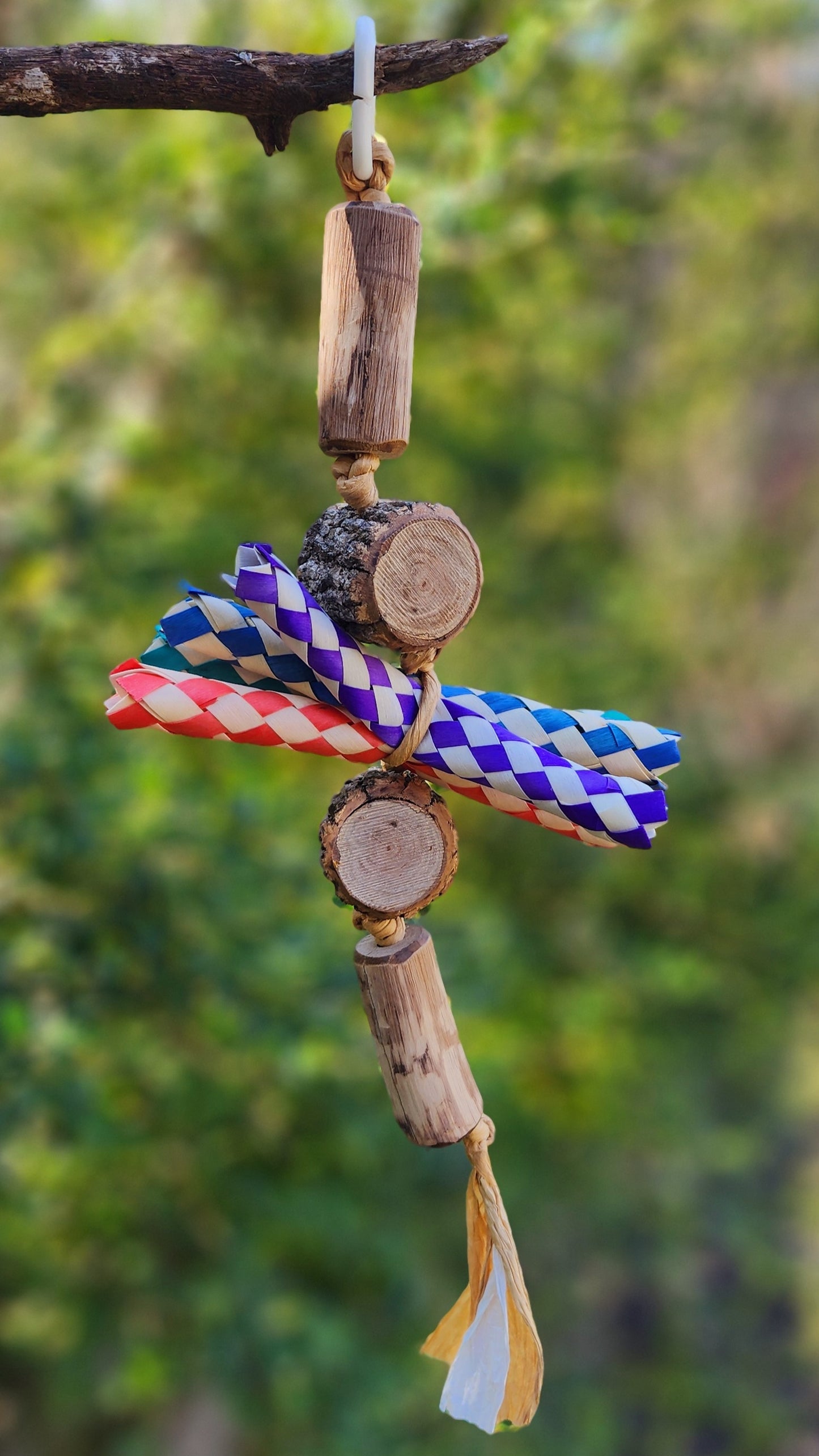 Colourful Bamboo & Timber Forest Shreddable Rope Toy