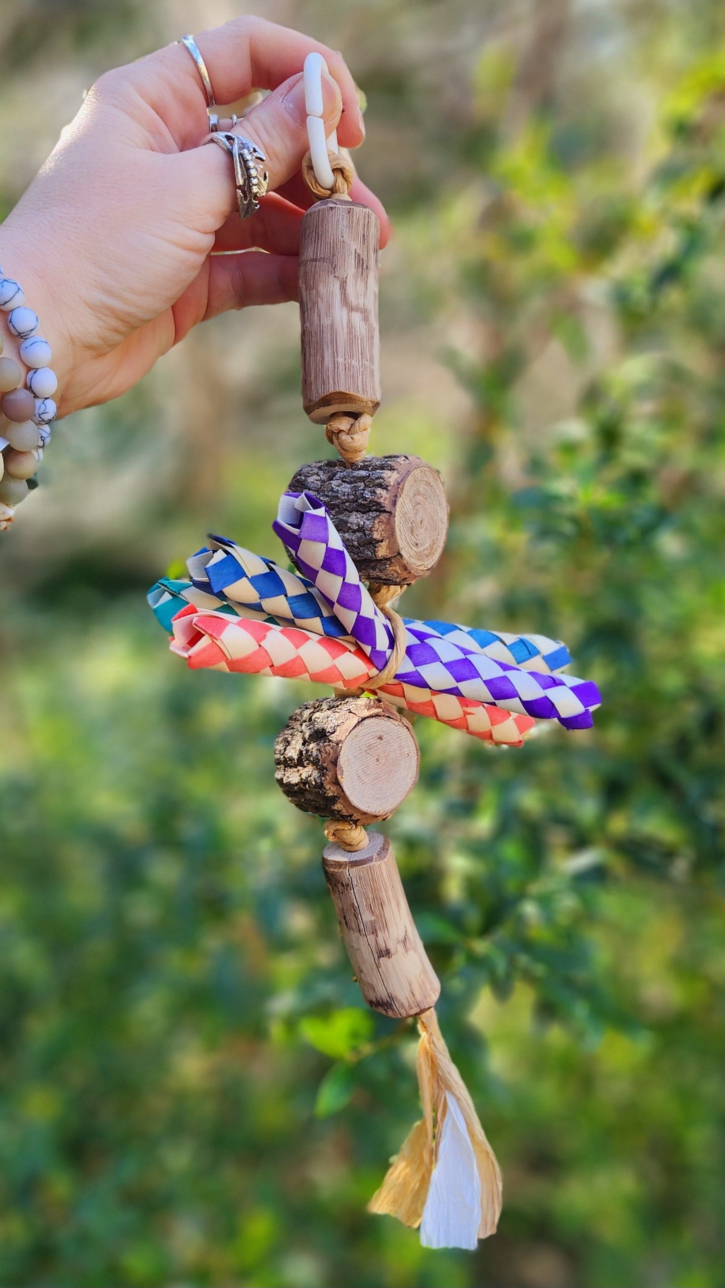 Colourful Bamboo & Timber Forest Shreddable Rope Toy