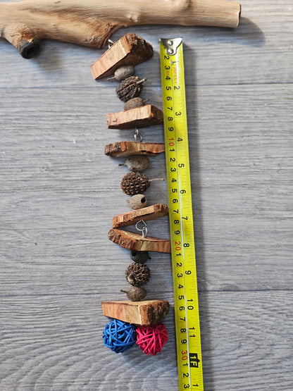 Spotted Gum Bolt On Perch & Timber Toy Combo