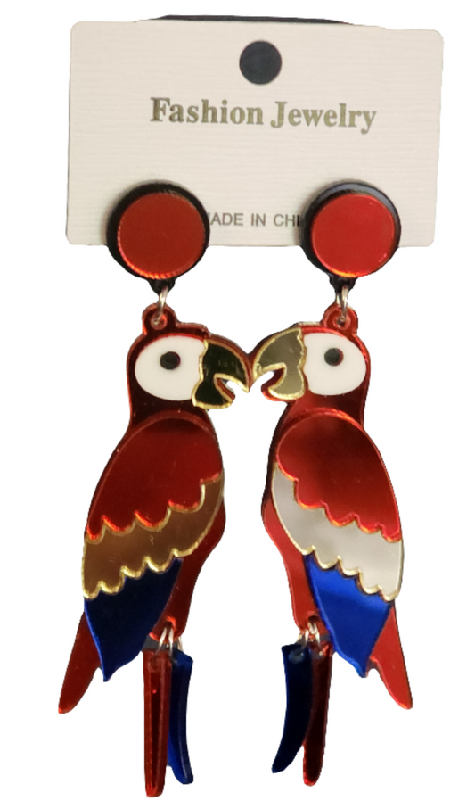 Acrylic Scarlet Macaw Earrings