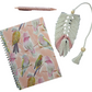 A5 Princess Parrot & Galah Note Book, Handmade Macrame Feather Bookmark & Glitter Pen