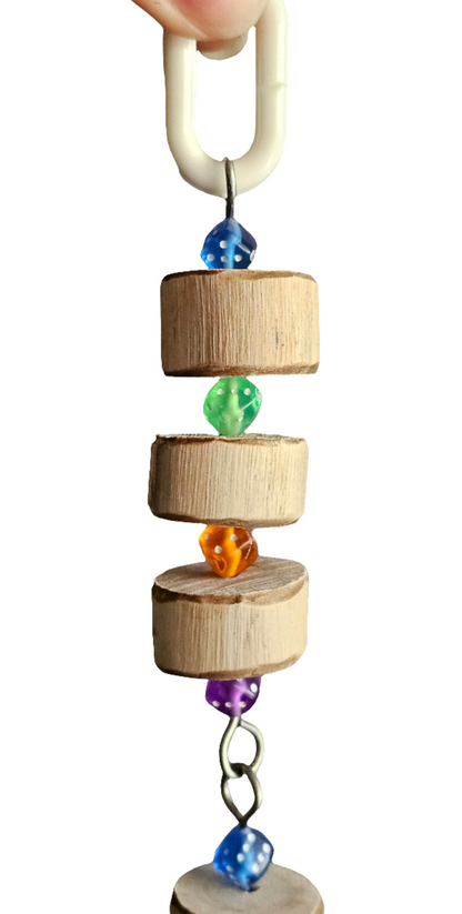 Colourful Dice & Timber Wheels Jointed Bell Toy