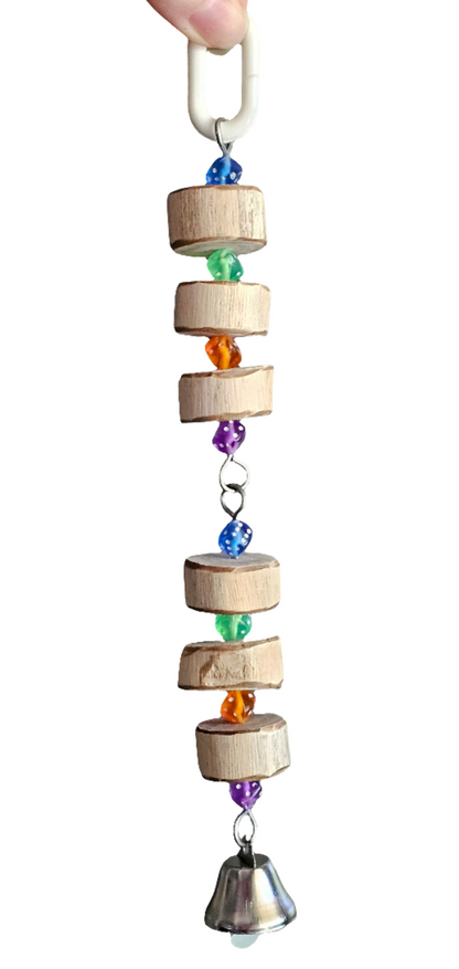 Colourful Dice & Timber Wheels Jointed Bell Toy