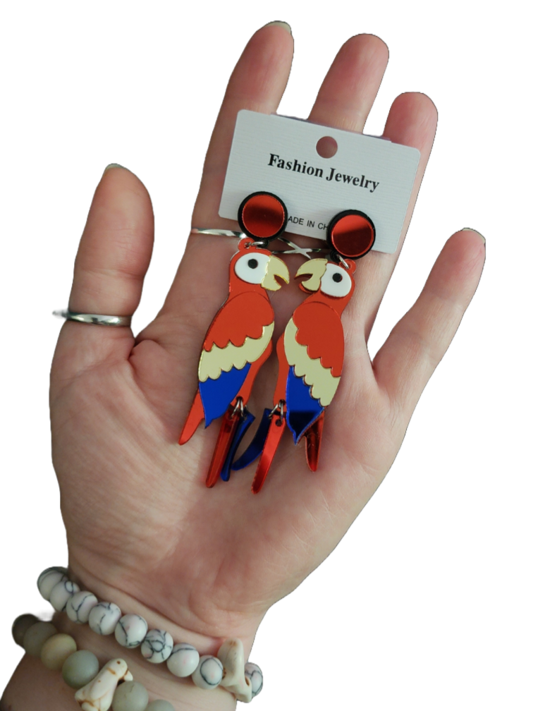 Acrylic Scarlet Macaw Earrings