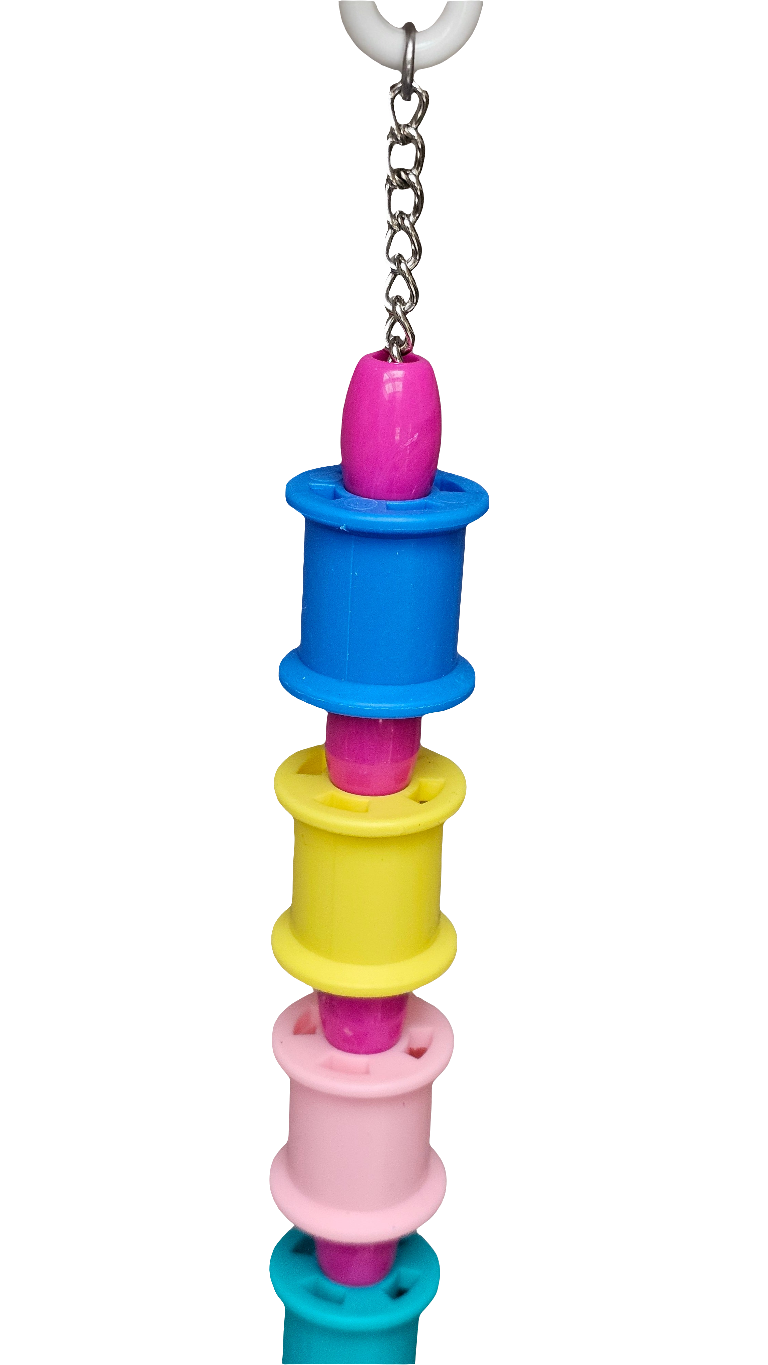 Colourful Spools & Maraca Chain Toy