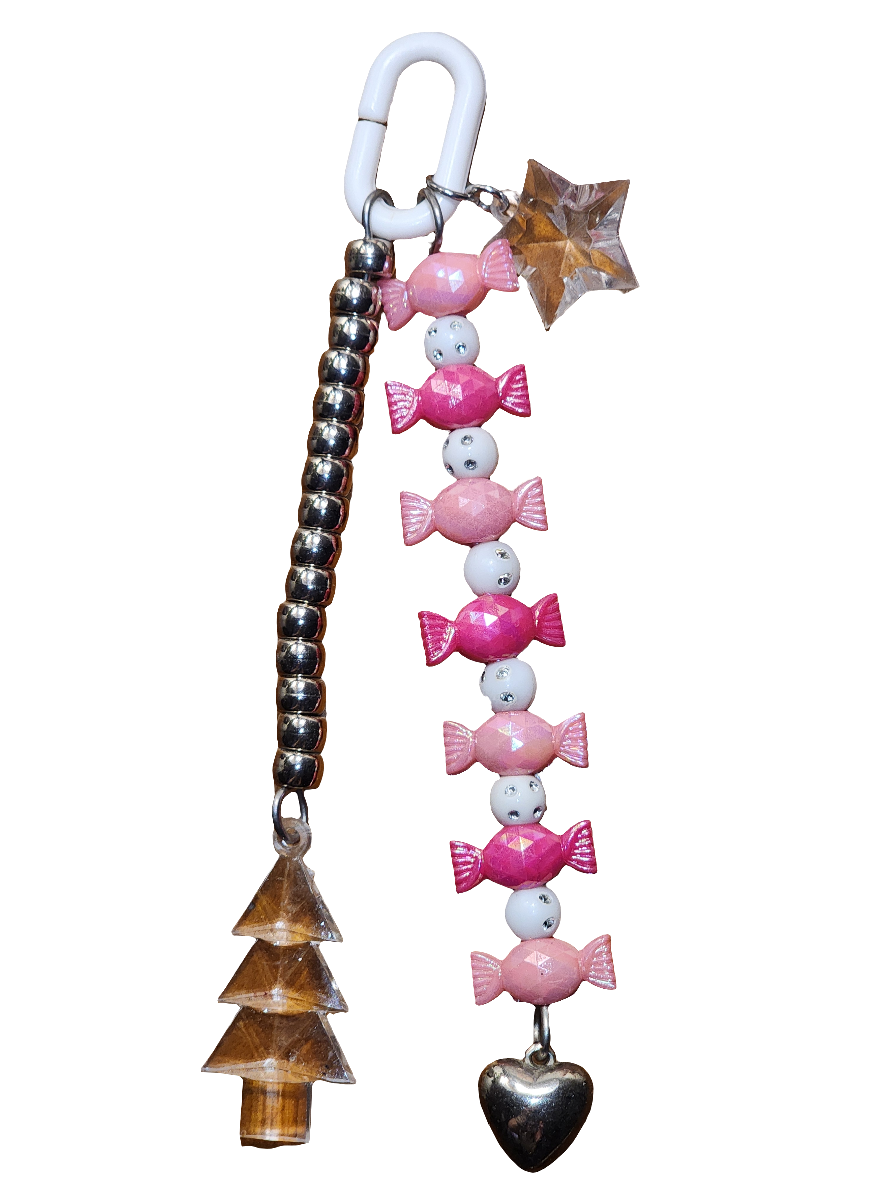 Pink/White & Shiny Silver Christmas Lollies Toy