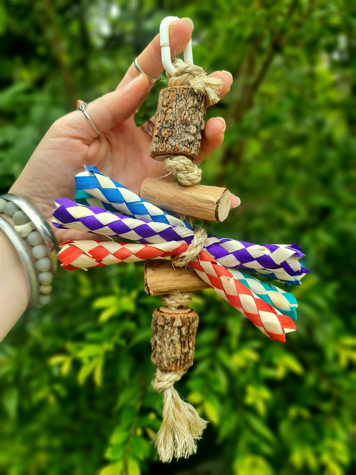 Colourful Bamboo & Timber Forest Shreddable Rope Toy