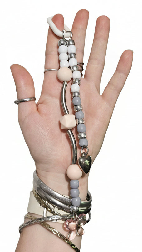 Super Shiny Silver/Grey/White/Pink Double Strand Toy