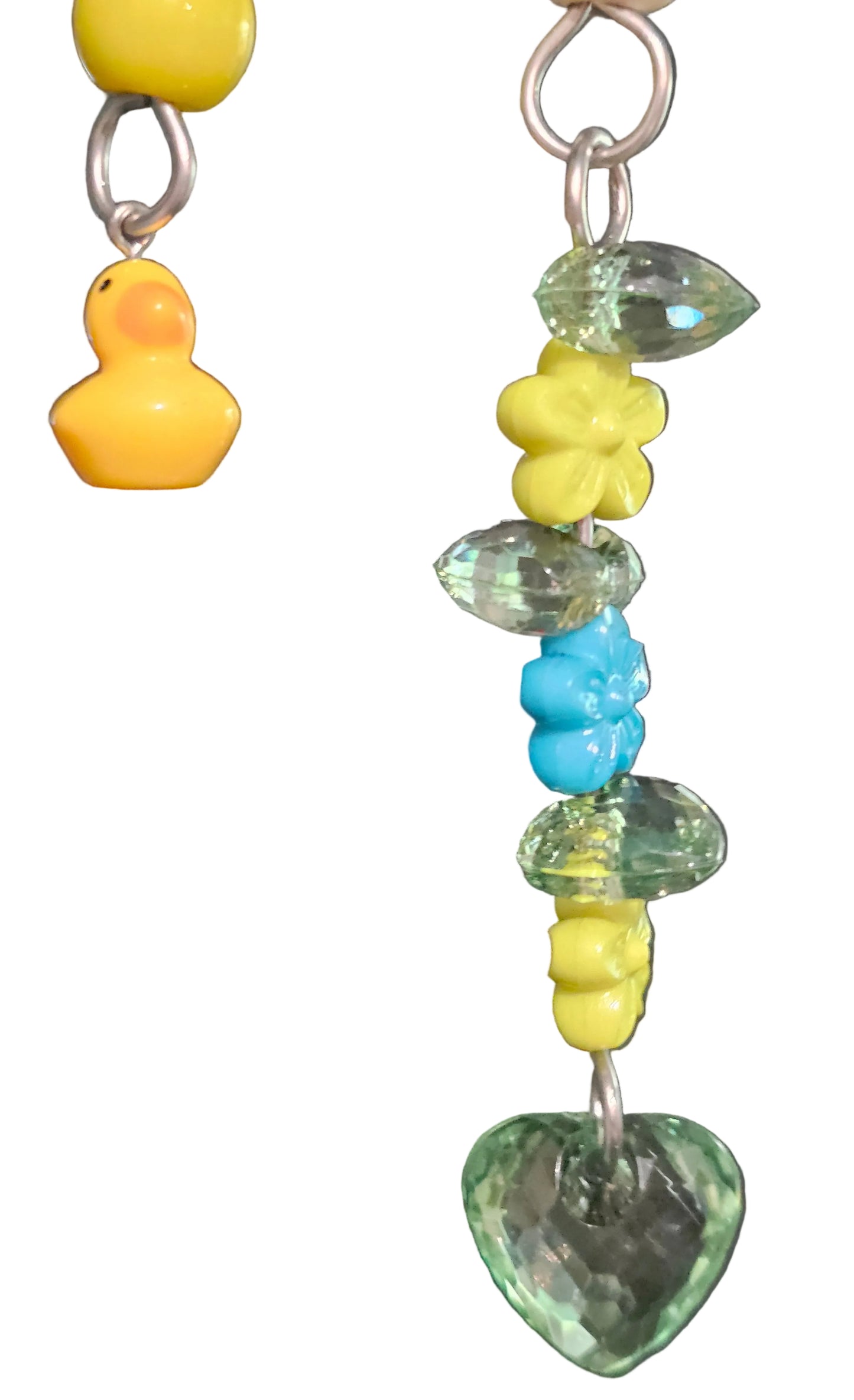 Teal & Yellow Flowers & Hearts Double Strand Toy