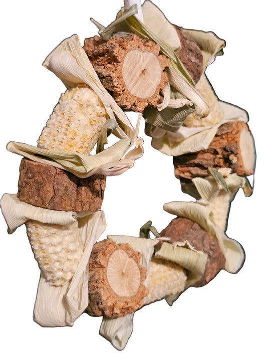 Corn Cob & Husk Wood Wreath Forest Shreddable Ring