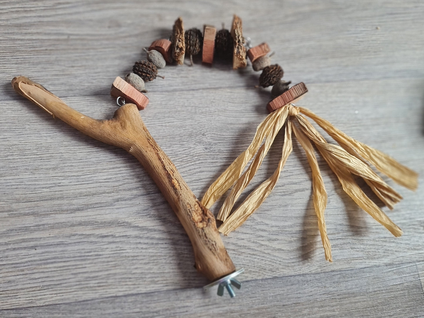 Spotted Gum Bolt On Perch & Timber Toy Combo