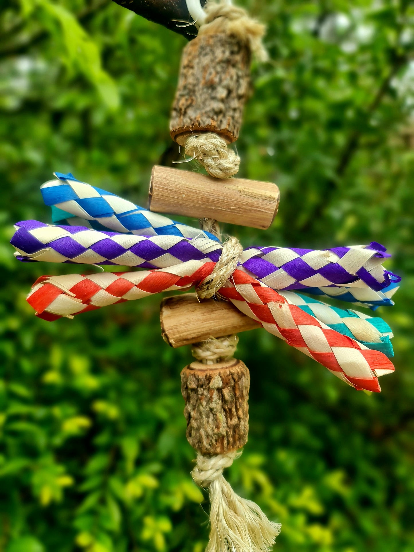 Colourful Bamboo & Timber Forest Shreddable Rope Toy