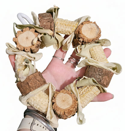 Corn Cob & Husk Wood Wreath Forest Shreddable Ring