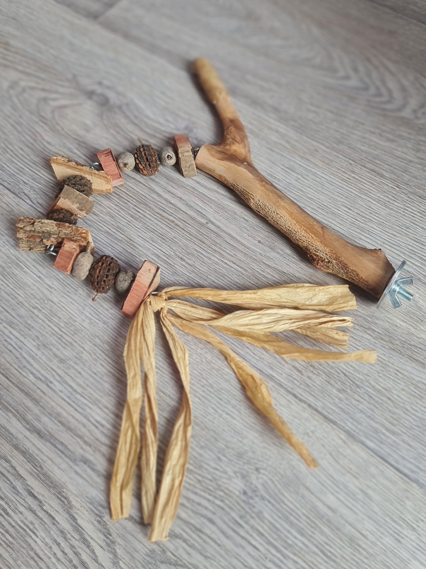 Spotted Gum Bolt On Perch & Timber Toy Combo