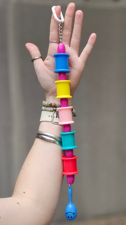 Colourful Spools & Maraca Chain Toy