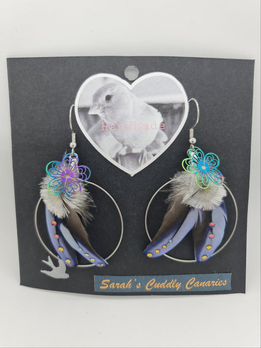 Rosella & Caique Hoop Feather Earrings