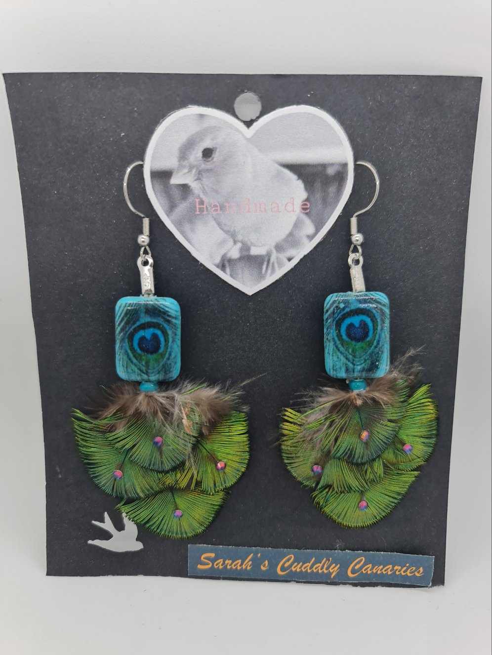 Ceramic Peacock Feather Earrings