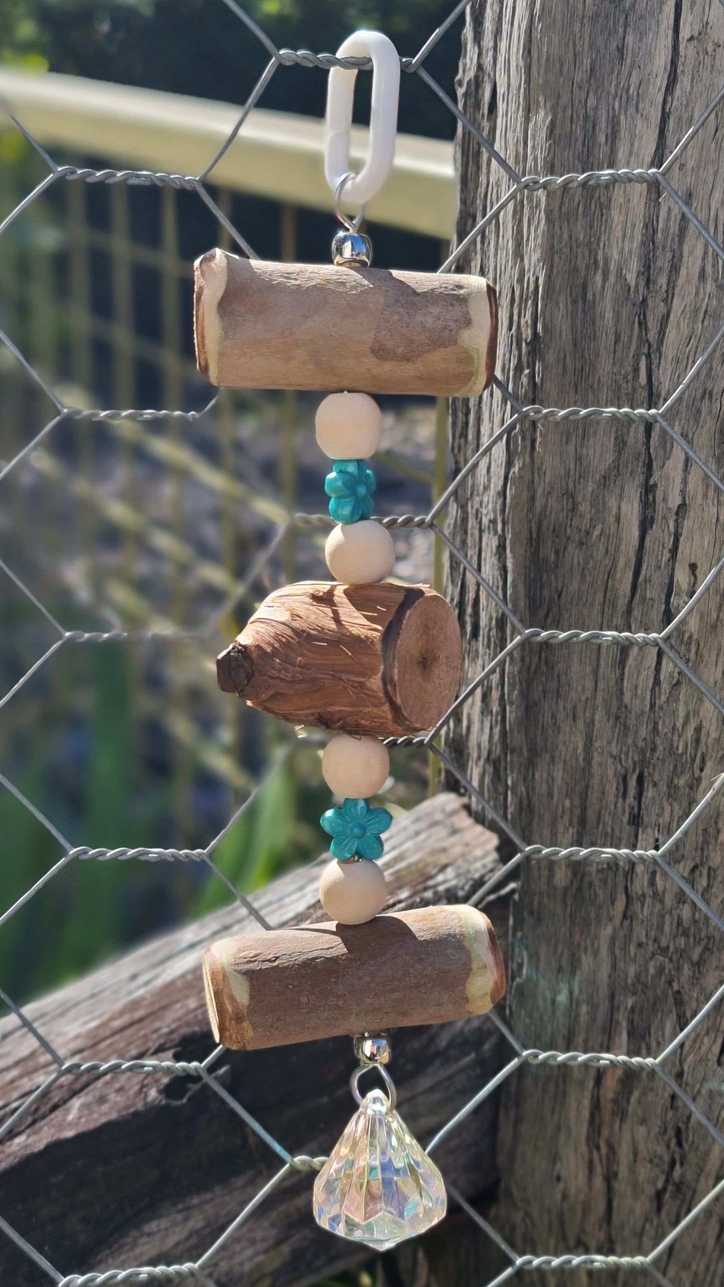 Chunky Timber Turquoise Flowers