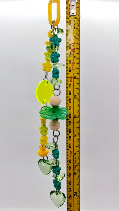 Green & Yellow Flowers & Hearts Double Strand Toy