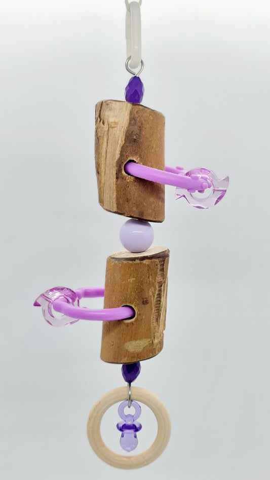 Purple Timber Rings & Pacifier Toy