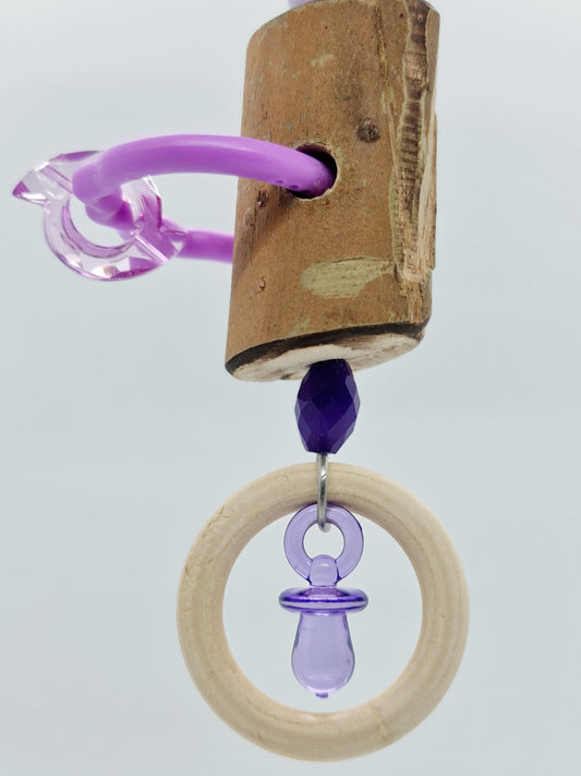 Purple Timber Rings & Pacifier Toy