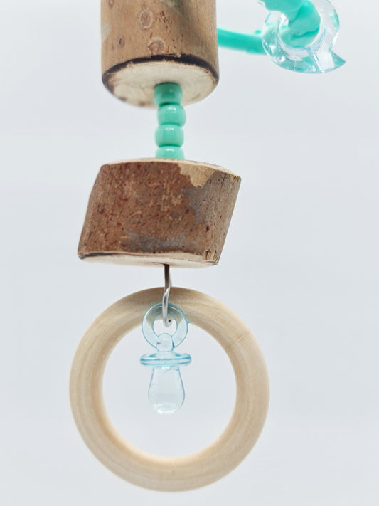 Turquoise Timber Rings & Pacifier Toy