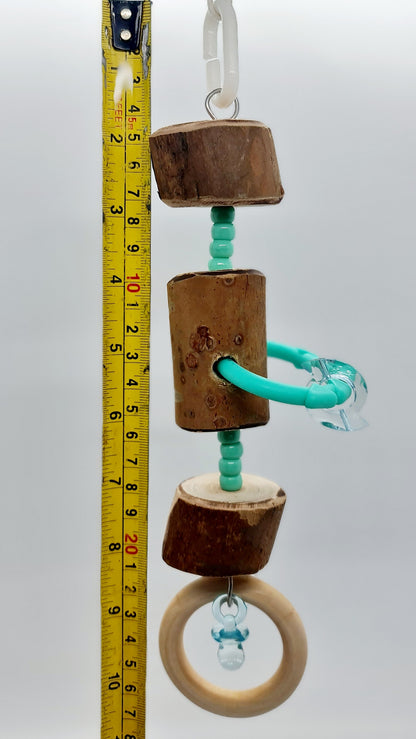 Turquoise Timber Rings & Pacifier Toy