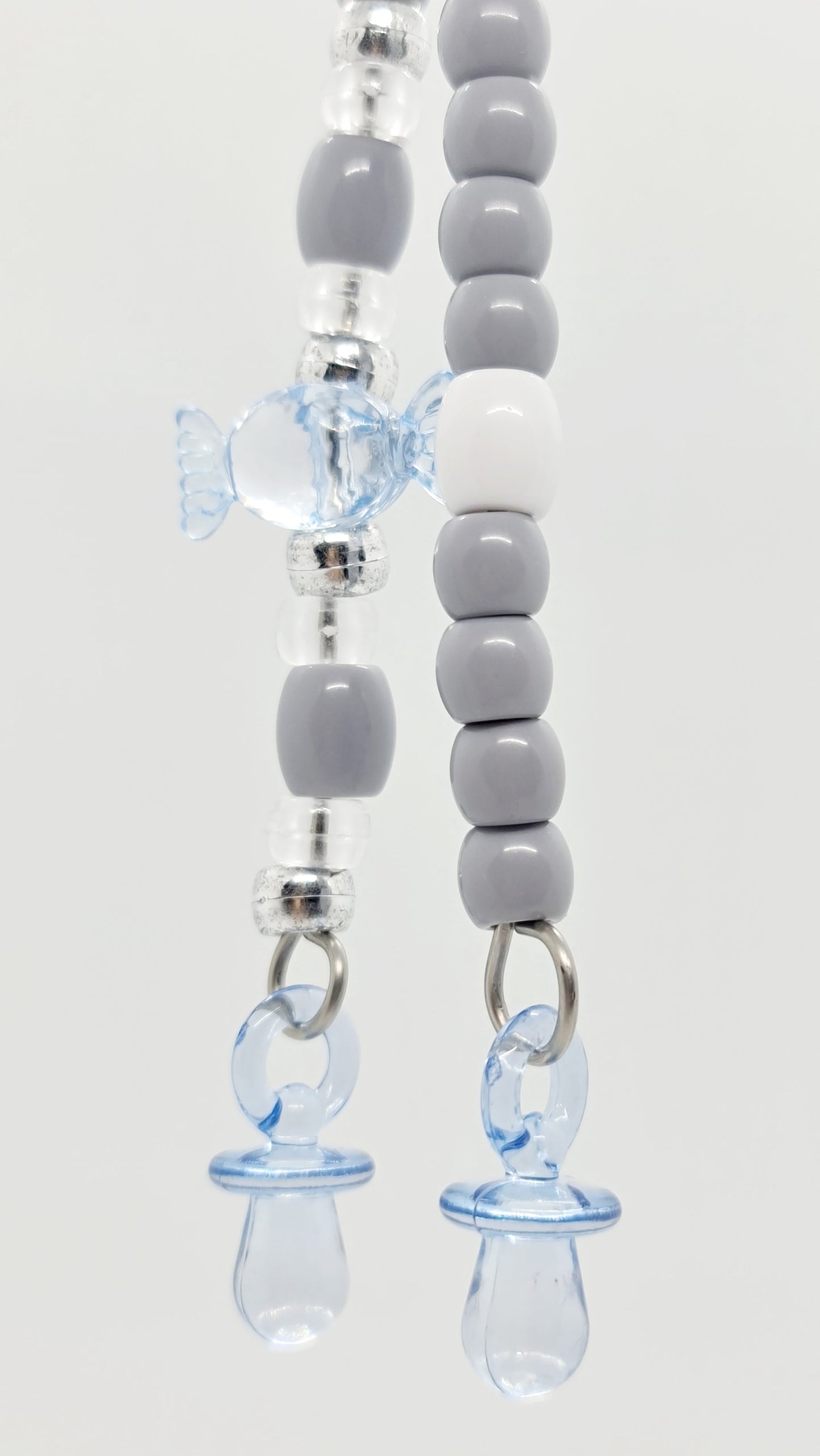 Lollies & Pacifiers Grey/Silver/White Double Strand Toy