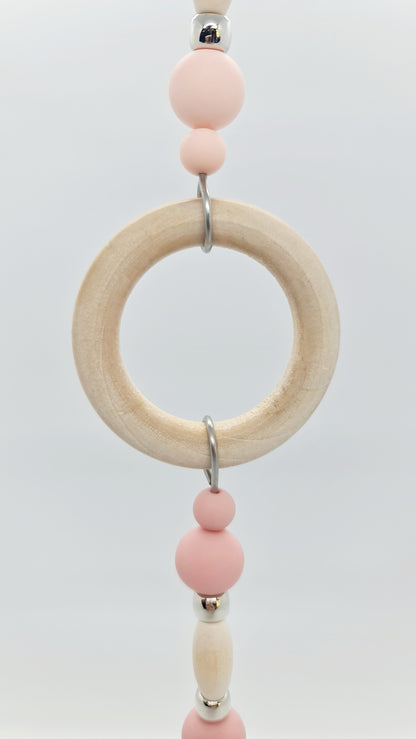 Shiny Silver Heart Pink & Timber Ring Toy