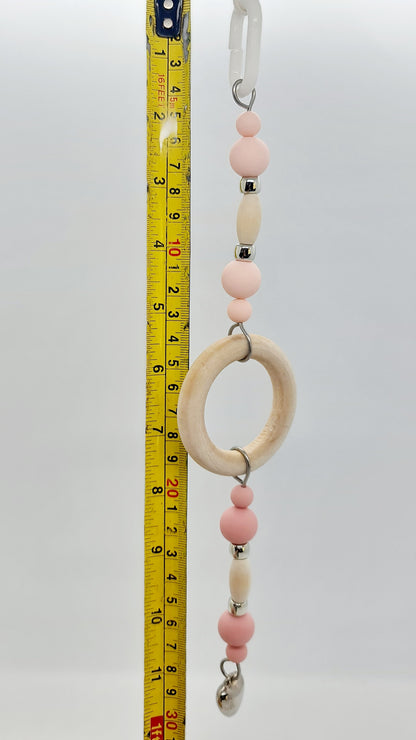 Shiny Silver Heart Pink & Timber Ring Toy