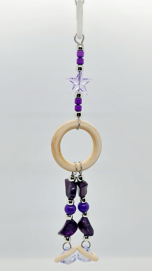 Bold Purple/Silver Timber Rings Double Strand Toy