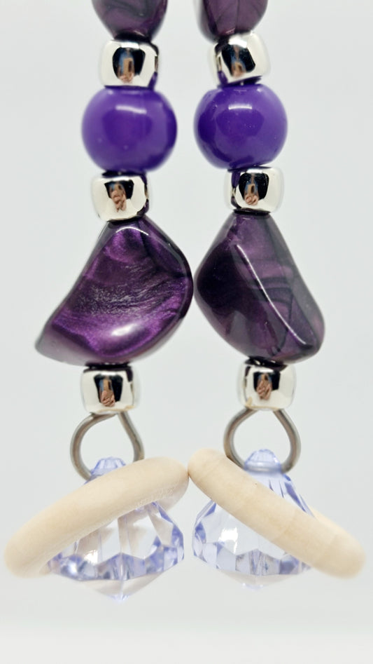 Bold Purple/Silver Timber Rings Double Strand Toy